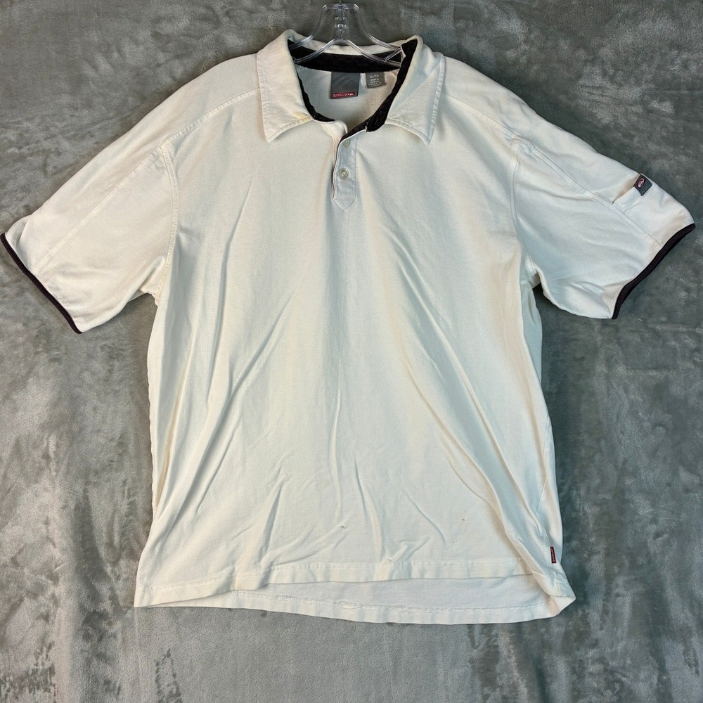 Quiksilver Mens XL Vintage Polo Shirt Off White Short Sleeve Skate Y2K Utility